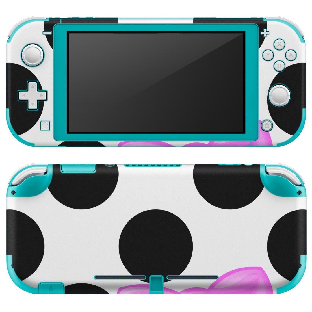 igsticker Nintendo Switch Lite 専用 デザインスキンシール 全面 ニンテンドー スイッチ ライト 専用 ゲーム機 カバー アクセサリー フィルム ステッカー エアフリー 002406 クール リボン 水玉 ガーリー