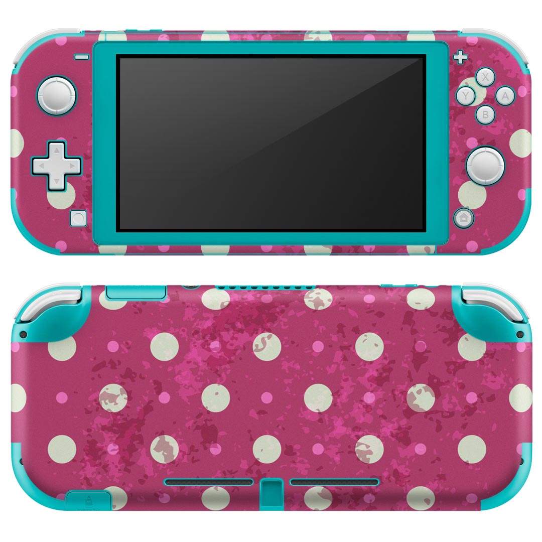 igsticker Nintendo Switch Lite 専用 デザインスキンシール 全面 ニンテンドー スイッチ ライト 専用 ゲーム機 カバー アクセサリー フィルム ステッカー エアフリー 002423 水玉　ドット　ピンク