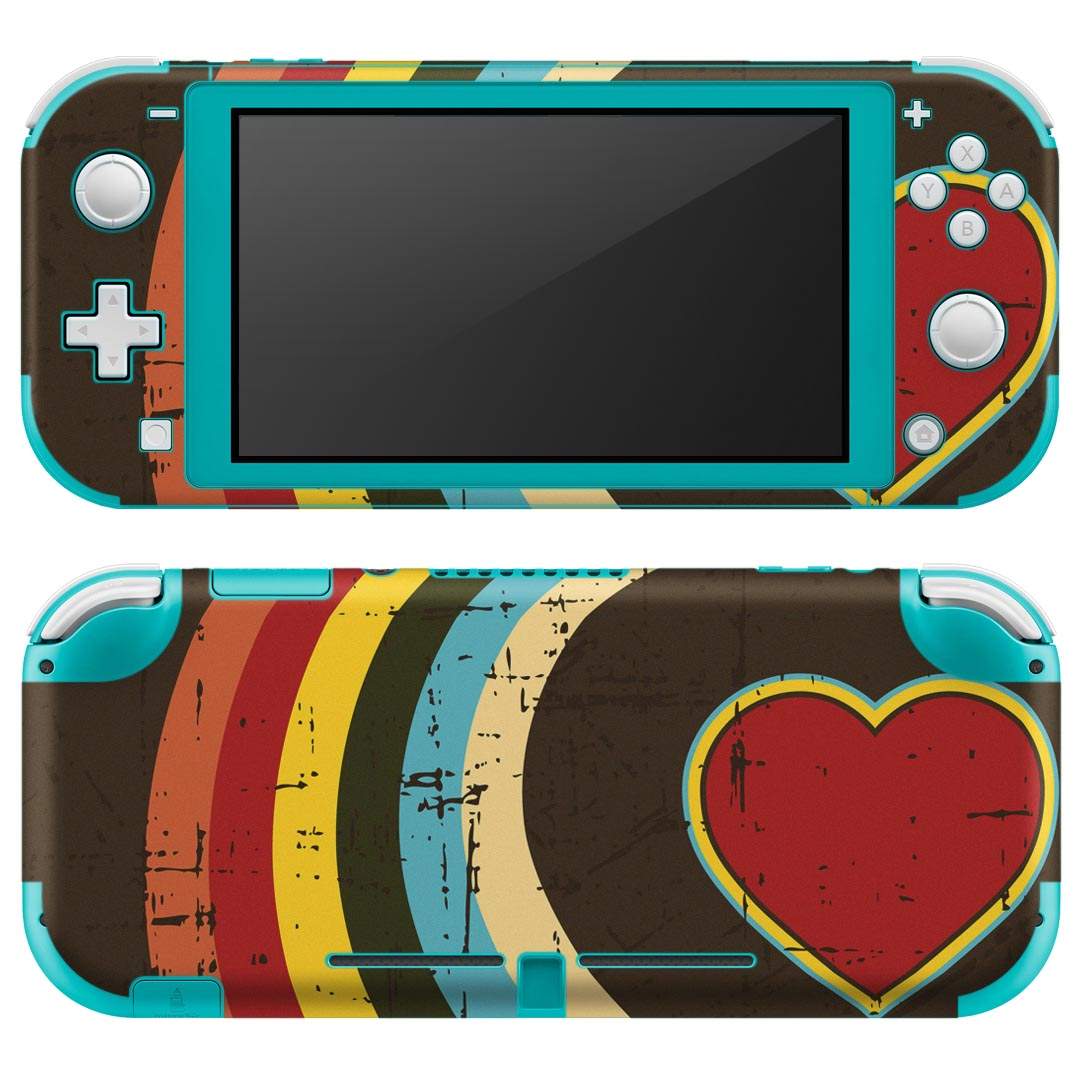 igsticker Nintendo Switch Lite 専用 デザインスキンシール 全面 ニンテンドー スイッチ ライト 専用 ゲーム機 カバー アクセサリー フィルム ステッカー エアフリー 002452 ハート 虹 カラフル