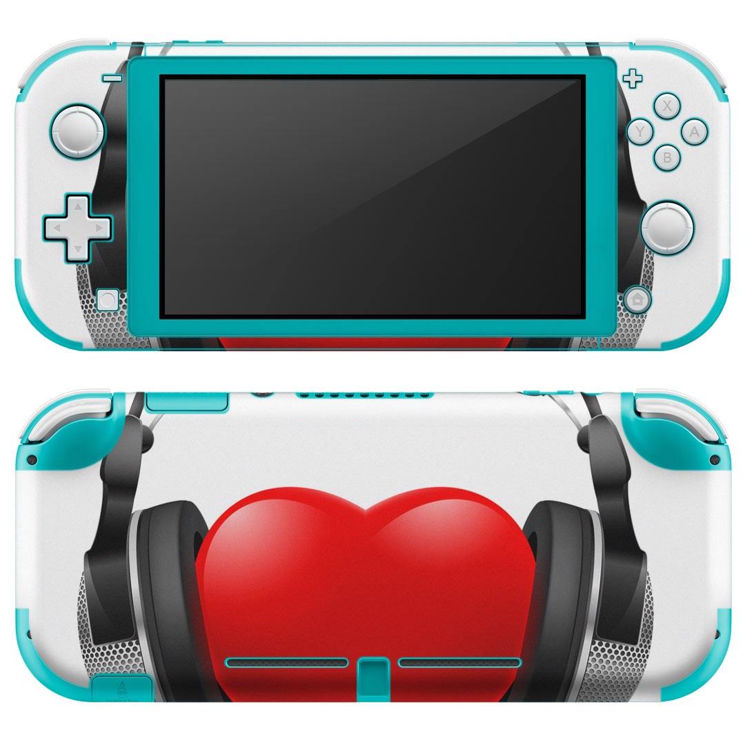 igsticker Nintendo Switch Lite 専用 デザインスキンシール 全面 ニンテンドー スイッチ ライト 専用 ゲーム機 カバー アクセサリー フィルム ステッカー エアフリー 002514 ハート　音楽