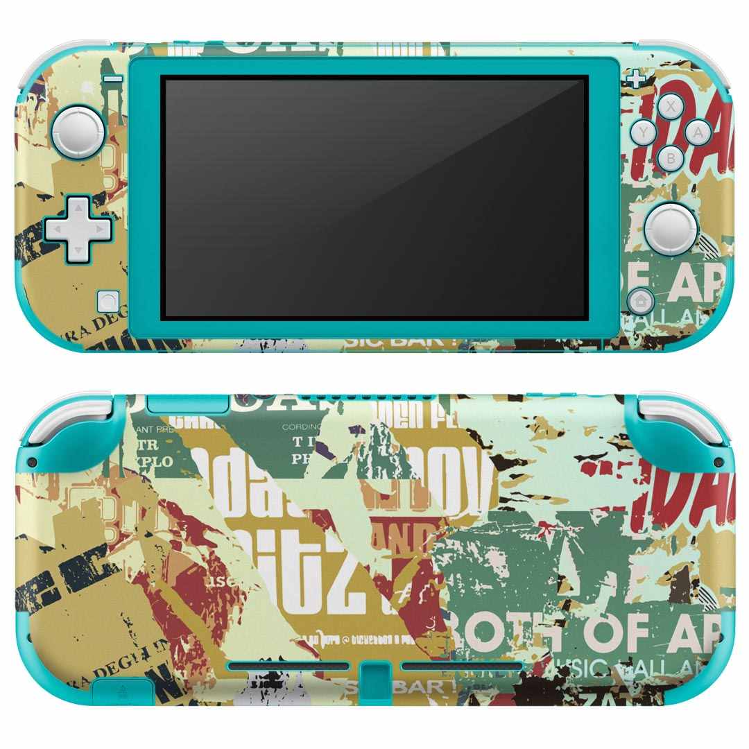 igsticker Nintendo Switch Lite 専用 デザインスキンシール 全面 ニンテンドー スイッチ ライト 専用 ゲーム機 カバー アクセサリー フィルム ステッカー エアフリー 002523 英語　文字　ビンテージ