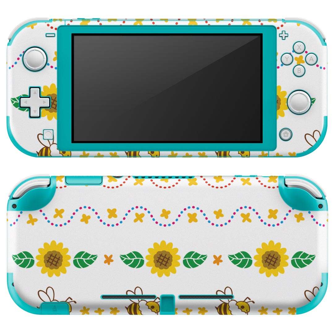igsticker Nintendo Switch Lite 専用 デザインスキンシール 全面 ニンテンドー スイッチ ライト 専用 ゲーム機 カバー アクセサリー フィルム ステッカー エアフリー 002541 花　蜂　イラスト