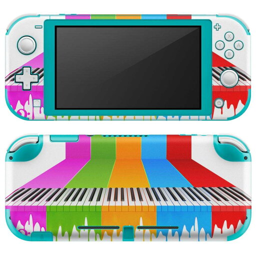 igsticker Nintendo Switch Lite 専用 デザインスキンシール 全面 ニンテンドー スイッチ ライト 専用 ゲーム機 カバー アクセサリー フィルム ステッカー エアフリー 002543 カラフル 音楽 ピアノ