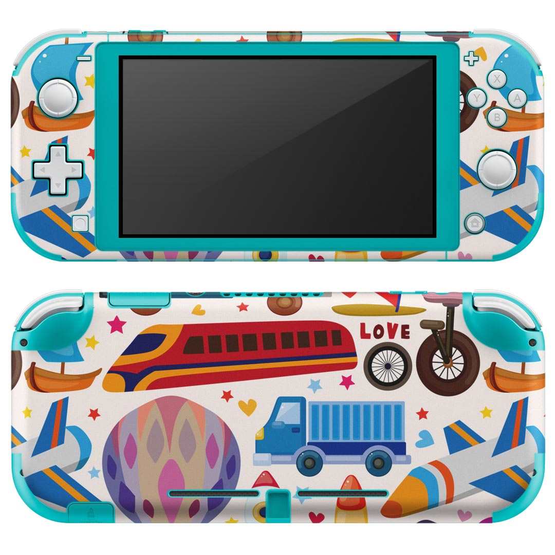 igsticker Nintendo Switch Lite 専用 デザインスキンシール 全面 ニンテンドー スイッチ ライト 専用 ゲーム機 カバー アクセサリー フィルム ステッカー エアフリー 002572 乗り物　イラスト　カラフル