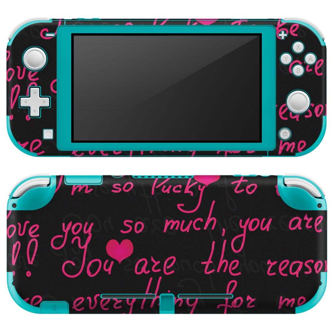 igsticker Nintendo Switch Lite 専用 デザインスキンシール 全面 ニンテンドー スイッチ ライト 専用 ゲーム機 カバー アクセサリー フィルム ステッカー エアフリー 002597 英語　文字　ピンク