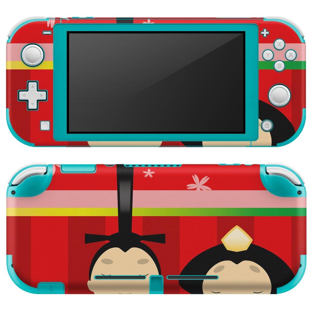 igsticker Nintendo Switch Lite 専用 デザインスキンシール 全面 ニンテンドー スイッチ ライト 専用 ゲーム機 カバー アクセサリー フィルム ステッカー エアフリー 002699 日本語・和柄 ひな祭り　花　赤