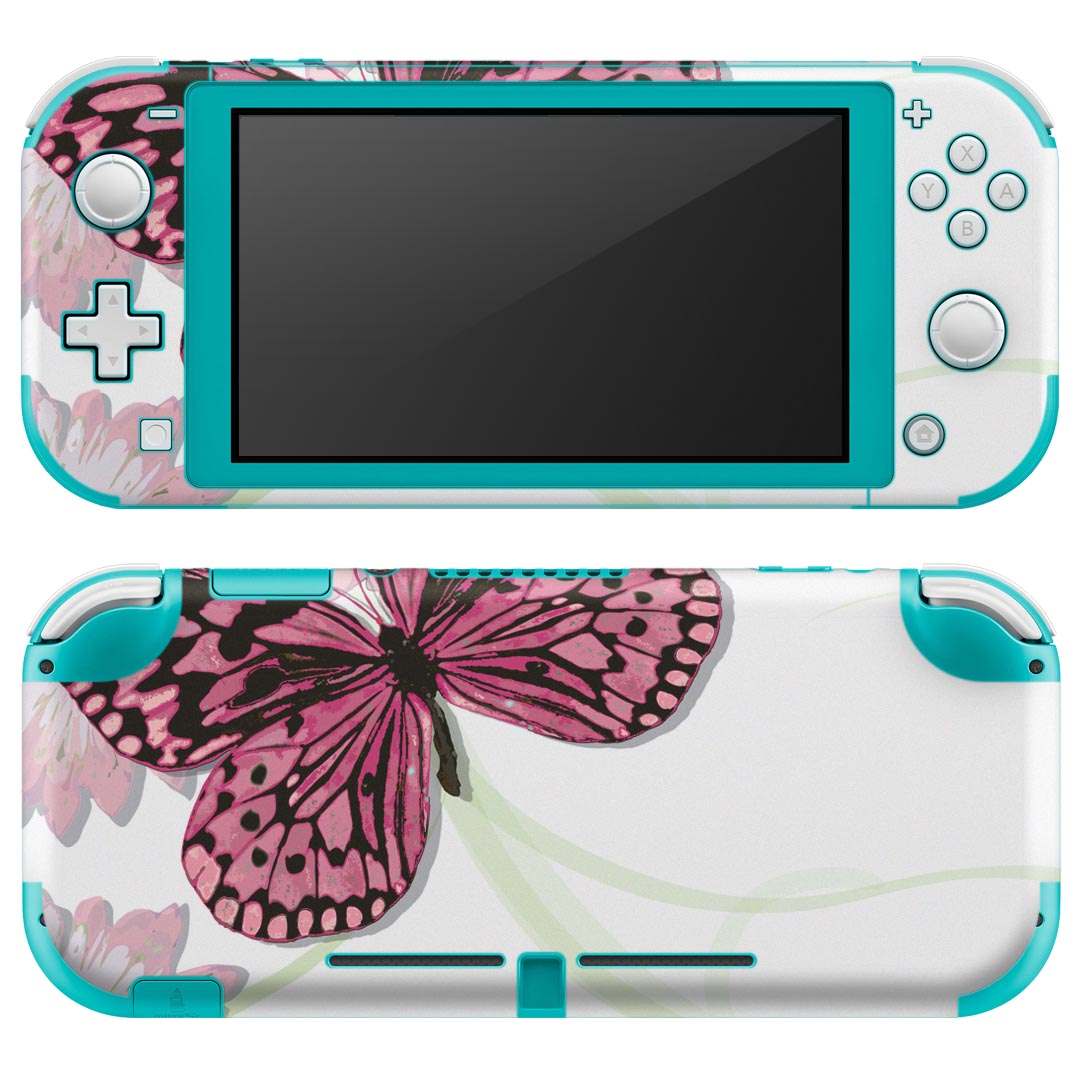 igsticker Nintendo Switch Lite 専用 デザインスキンシール 全面 ニンテンドー スイッチ ライト 専用 ゲーム機 カバー アクセサリー フィルム ステッカー エアフリー 002790 蝶 花 ピンク
