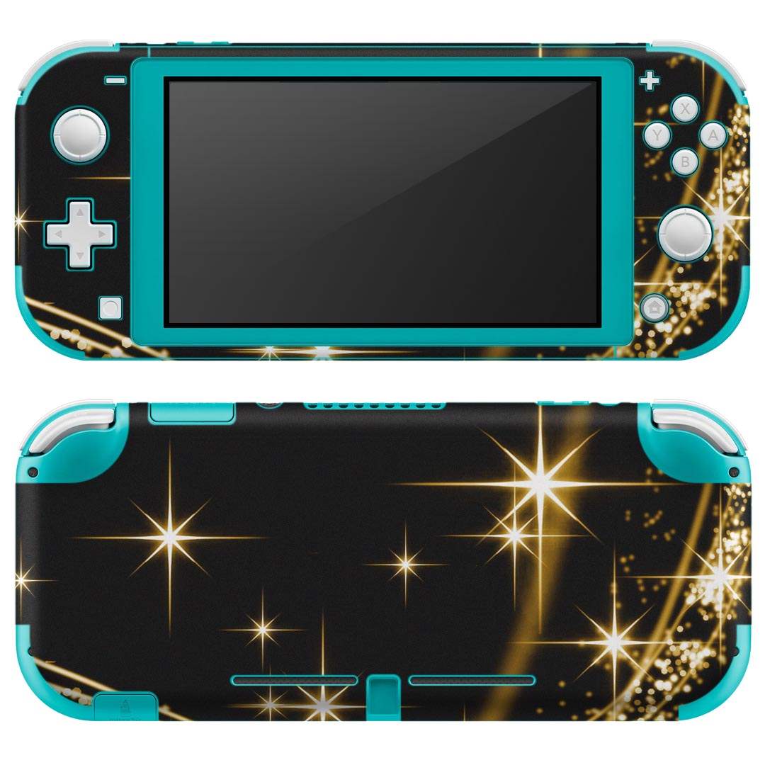 igsticker Nintendo Switch Lite 専用 デザインスキンシール 全面 ニンテンドー スイッチ ライト 専用 ゲーム機 カバー アクセサリー フィルム ステッカー エアフリー 002944 シンプル　黒　金
