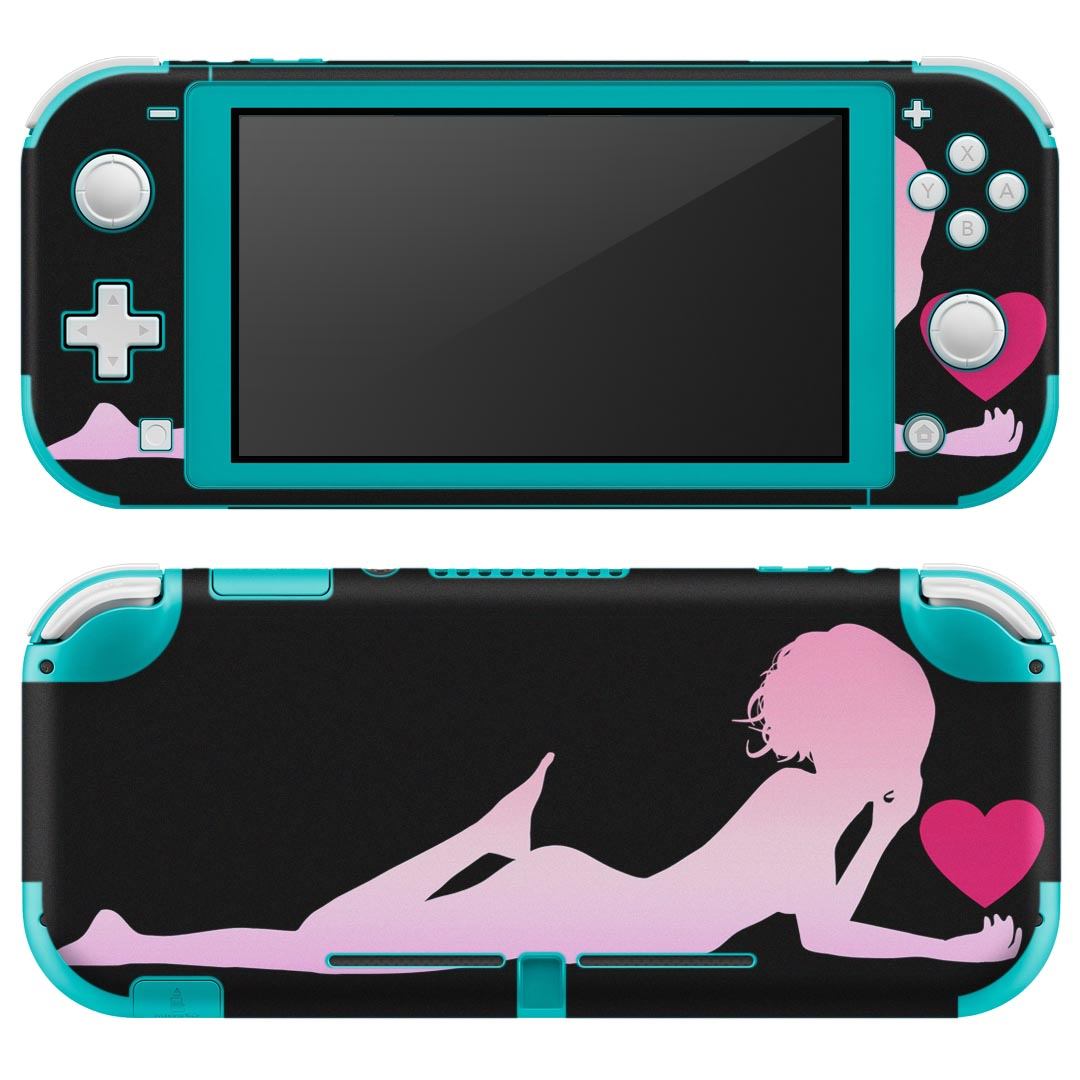 igsticker Nintendo Switch Lite 専用 デザインスキンシール 全面 ニンテンドー スイッチ ライト 専用 ゲーム機 カバー アクセサリー フィルム ステッカー エアフリー 003156 人物 イラスト ピンク