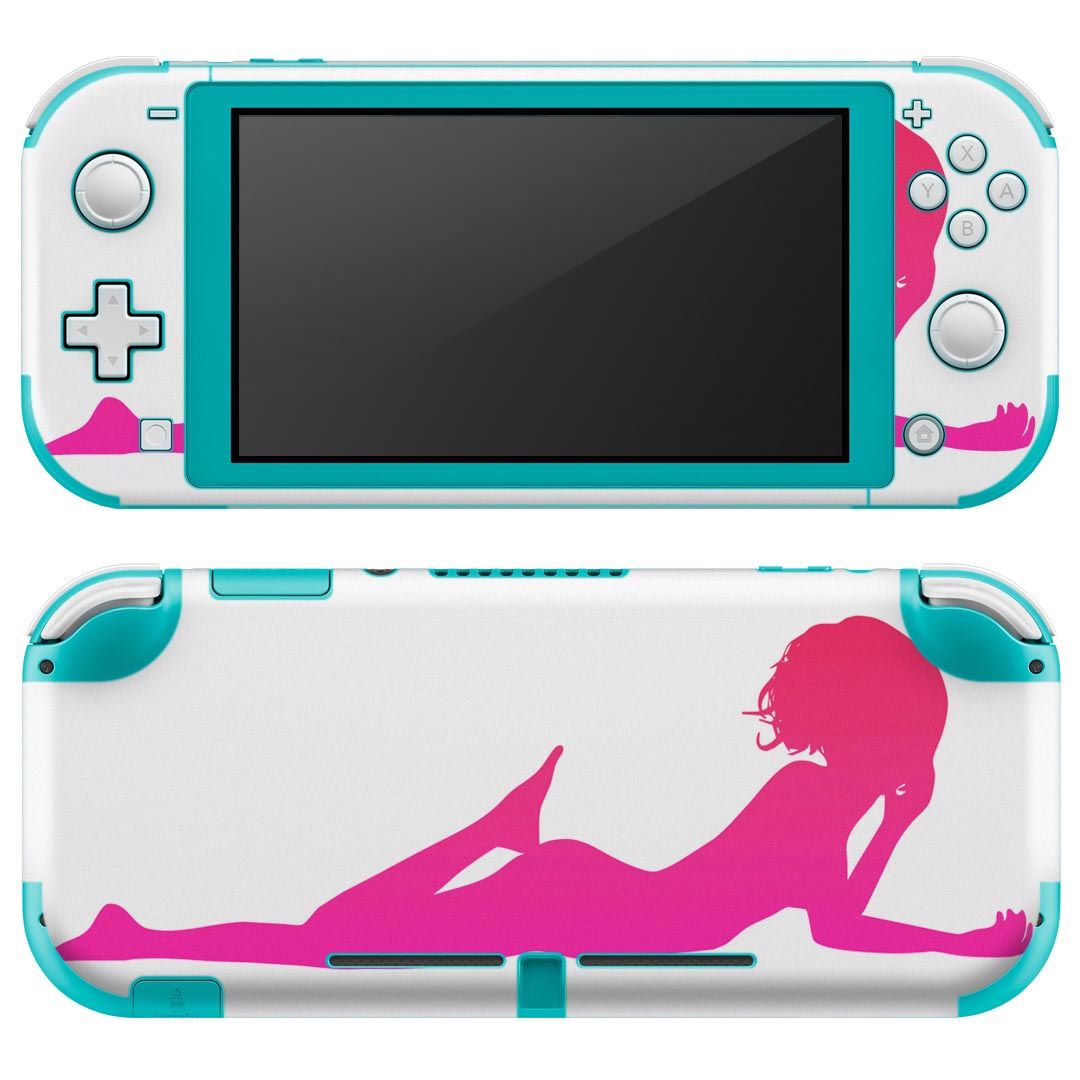 igsticker Nintendo Switch Lite 専用 デザインスキンシール 全面 ニンテンドー スイッチ ライト 専用 ゲーム機 カバー アクセサリー フィルム ステッカー エアフリー 003158 人物　イラスト　ピンク