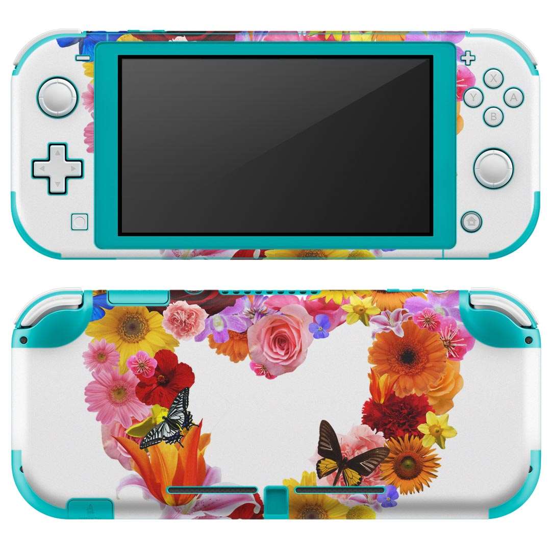 igsticker Nintendo Switch Lite 専用 デザインスキンシール 全面 ニンテンドー スイッチ ライト 専用 ゲーム機 カバー アクセサリー フィルム ステッカー エアフリー 003195 " " ハート　花　カラフル