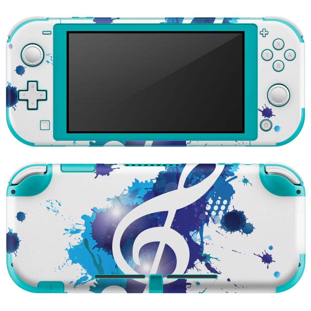 igsticker Nintendo Switch Lite 専用 デザインスキンシール 全面 ニンテンドー スイッチ ライト 専用 ゲーム機 カバー アクセサリー フィルム ステッカー エアフリー 003301 音楽　音符　青