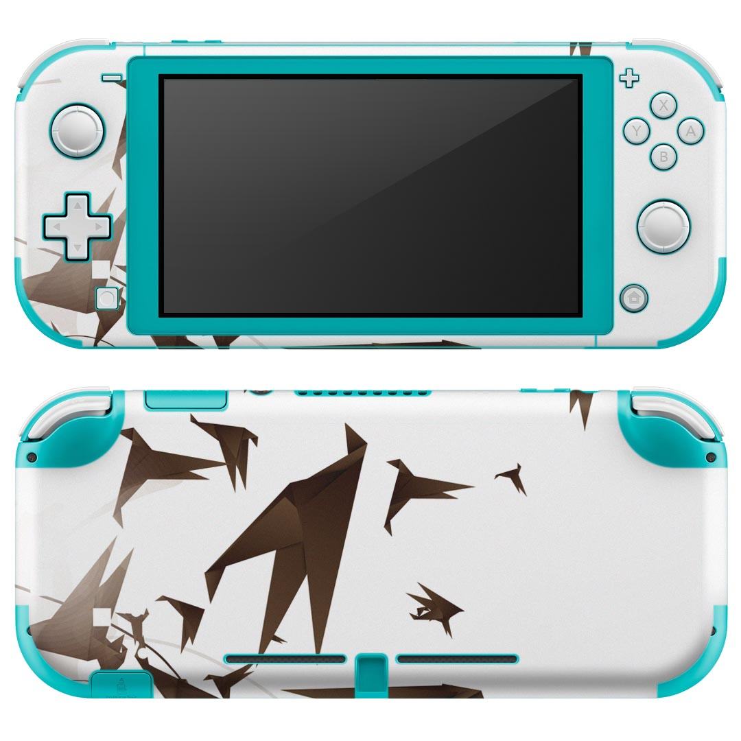 igsticker Nintendo Switch Lite 専用 デザインスキンシール 全面 ニンテンドー スイッチ ライト 専用 ゲーム機 カバー アクセサリー フィルム ステッカー エアフリー 003348 クール 鳥 イラスト 白 黒