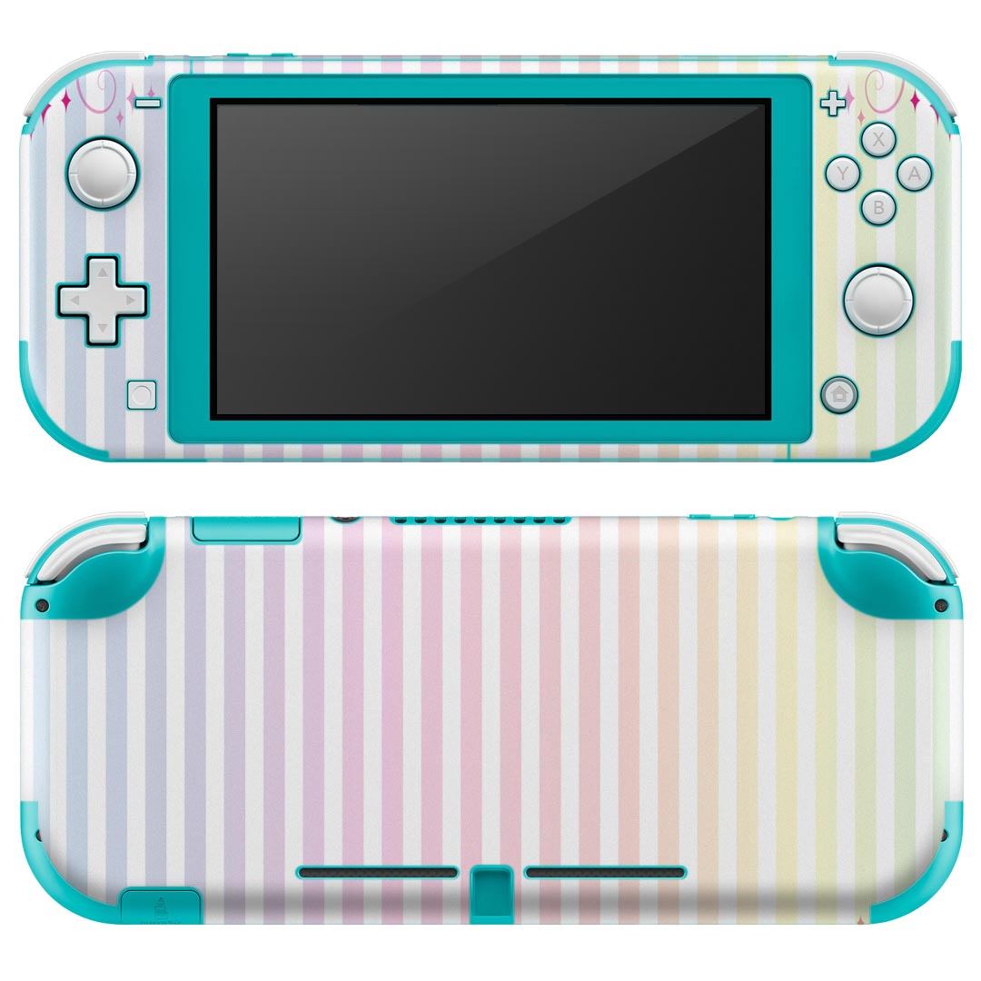 igsticker Nintendo Switch Lite 専用 デザインスキンシール 全面 ニンテンドー スイッチ ライト 専用 ゲーム機 カバー アクセサリー フィルム ステッカー エアフリー 003352 クール ハート　ボーダー　カラフル