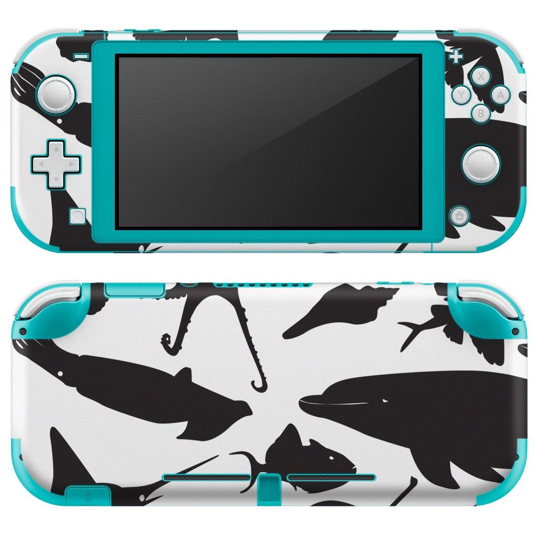 igsticker Nintendo Switch Lite 専用 デザインスキンシール 全面 ニンテンドー スイッチ ライト 専用 ゲーム機 カバー アクセサリー フィルム ステッカー エアフリー 003424 海　動物　イラスト