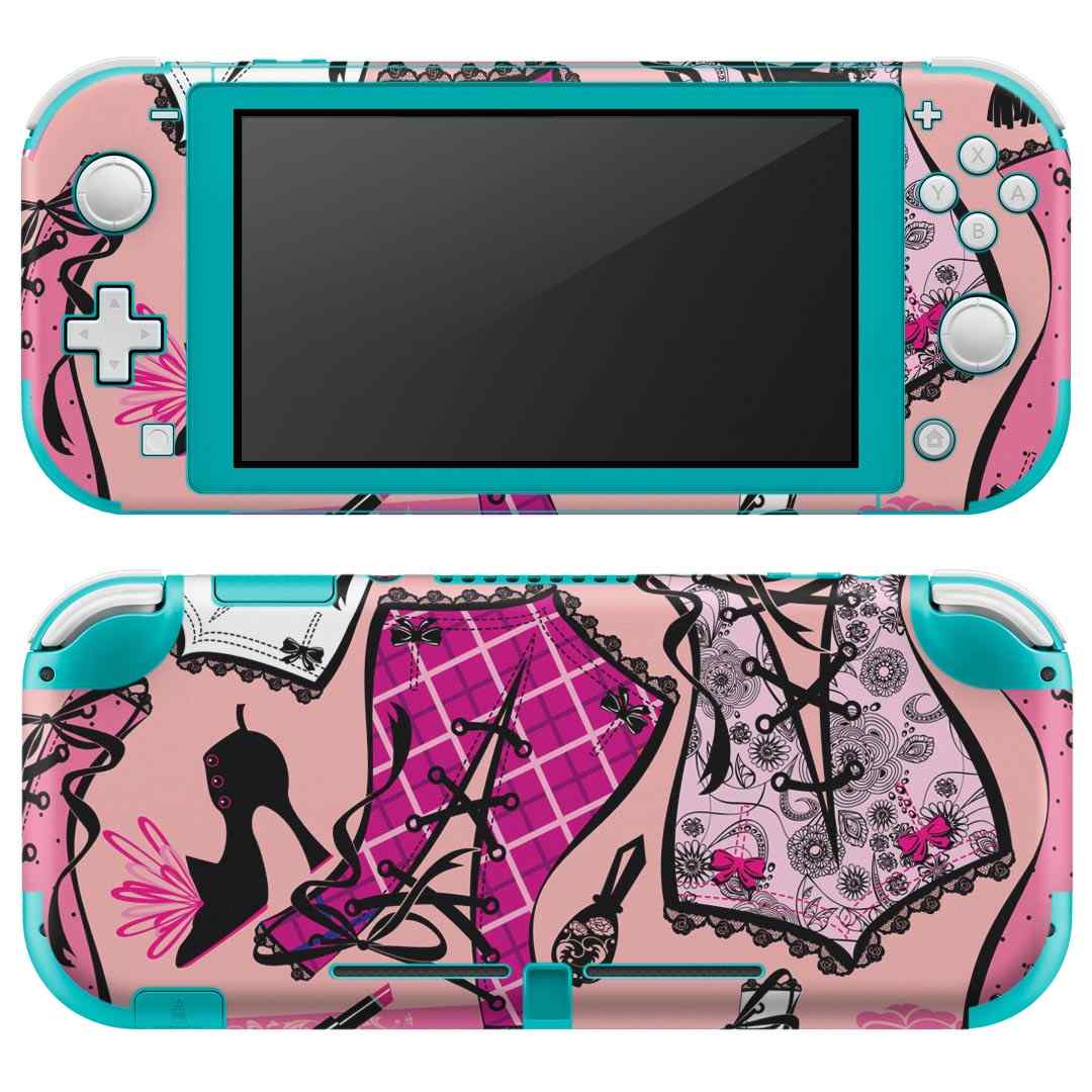 igsticker Nintendo Switch Lite 専用 デザインスキンシール 全面 ニンテンドー スイッチ ライト 専用 ゲーム機 カバー アクセサリー フィルム ステッカー エアフリー 003471 ファッション　ガーリー　ピンク