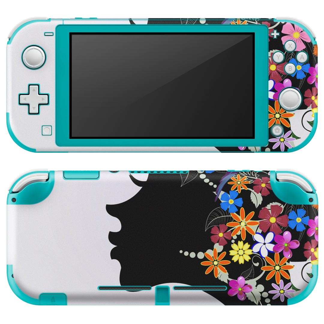 igsticker Nintendo Switch Lite 専用 デザインスキンシール 全面 ニンテンドー スイッチ ライト 専用 ゲーム機 カバー アクセサリー フィルム ステッカー エアフリー 003478 人物　花　カラフル