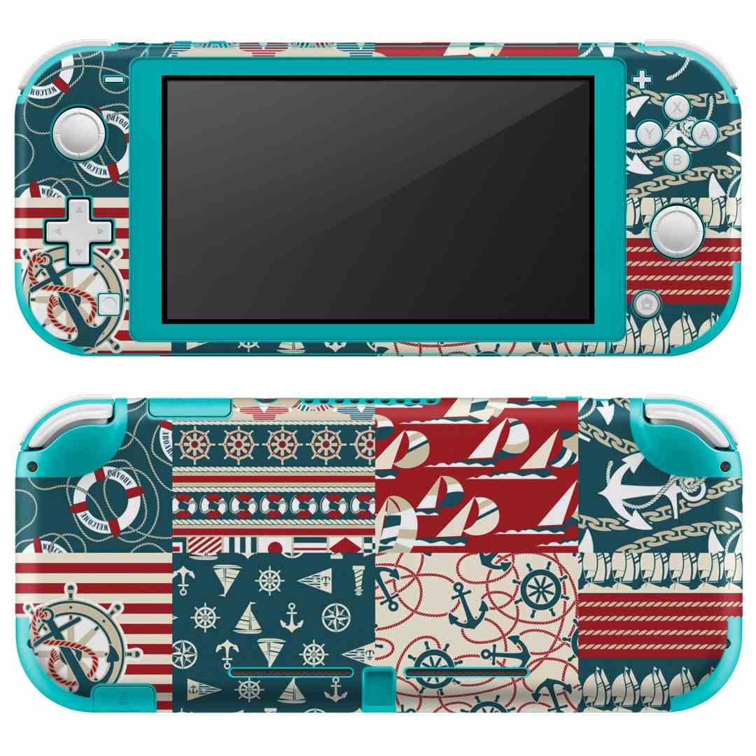 igsticker Nintendo Switch Lite 専用 デザインスキンシール 全面 ニンテンドー スイッチ ライト 専用 ゲーム機 カバー アクセサリー フィルム ステッカー エアフリー 003480 海　マリン　模様