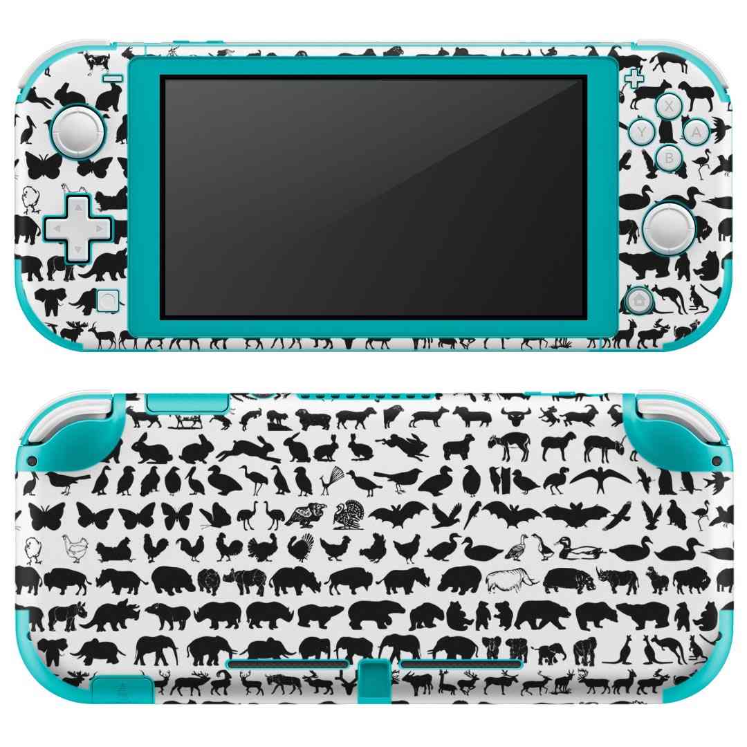 igsticker Nintendo Switch Lite 専用 デザインスキンシール 全面 ニンテンドー スイッチ ライト 専用 ゲーム機 カバー アクセサリー フィルム ステッカー エアフリー 003490 動物　黒　白