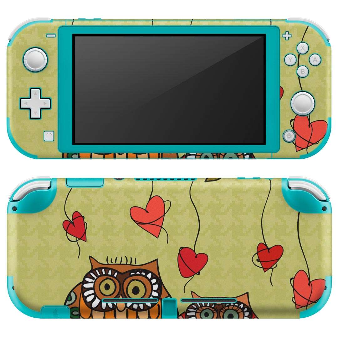 igsticker Nintendo Switch Lite 専用 デザインスキンシール 全面 ニンテンドー スイッチ ライト 専用 ゲーム機 カバー アクセサリー フィルム ステッカー エアフリー 003504 鳥　ハート　キャラクター