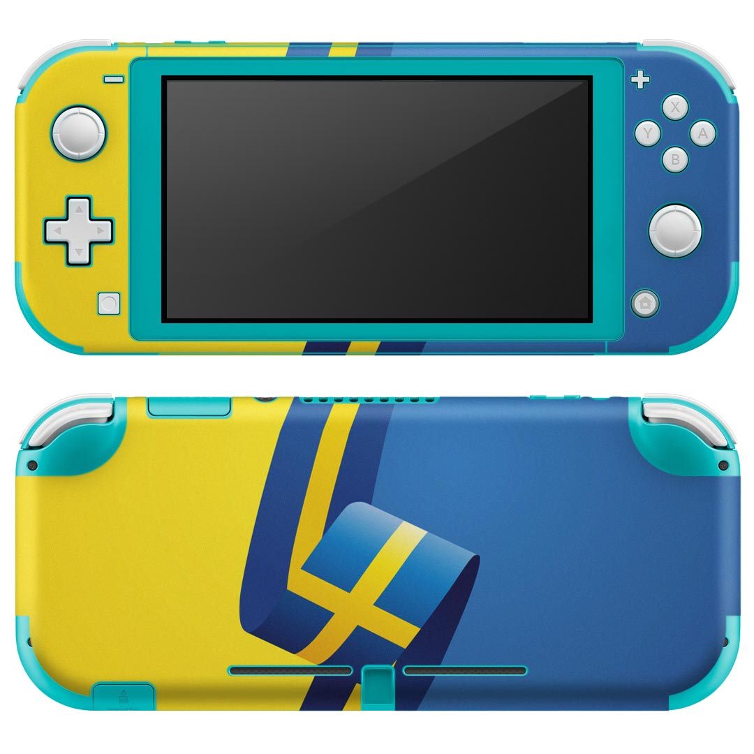 igsticker Nintendo Switch Lite 専用 デザインスキンシール 全面 ニンテンドー スイッチ ライト 専用 ゲーム機 カバー アクセサリー フィルム ステッカー エアフリー 003508 シンプル　青　黄色　国旗