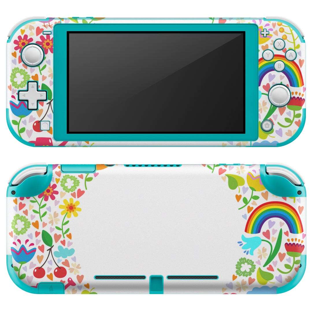 igsticker Nintendo Switch Lite 専用 デザインスキンシール 全面 ニンテンドー スイッチ ライト 専用 ゲーム機 カバー アクセサリー フィルム ステッカー エアフリー 003517 花　鳥　カラフル