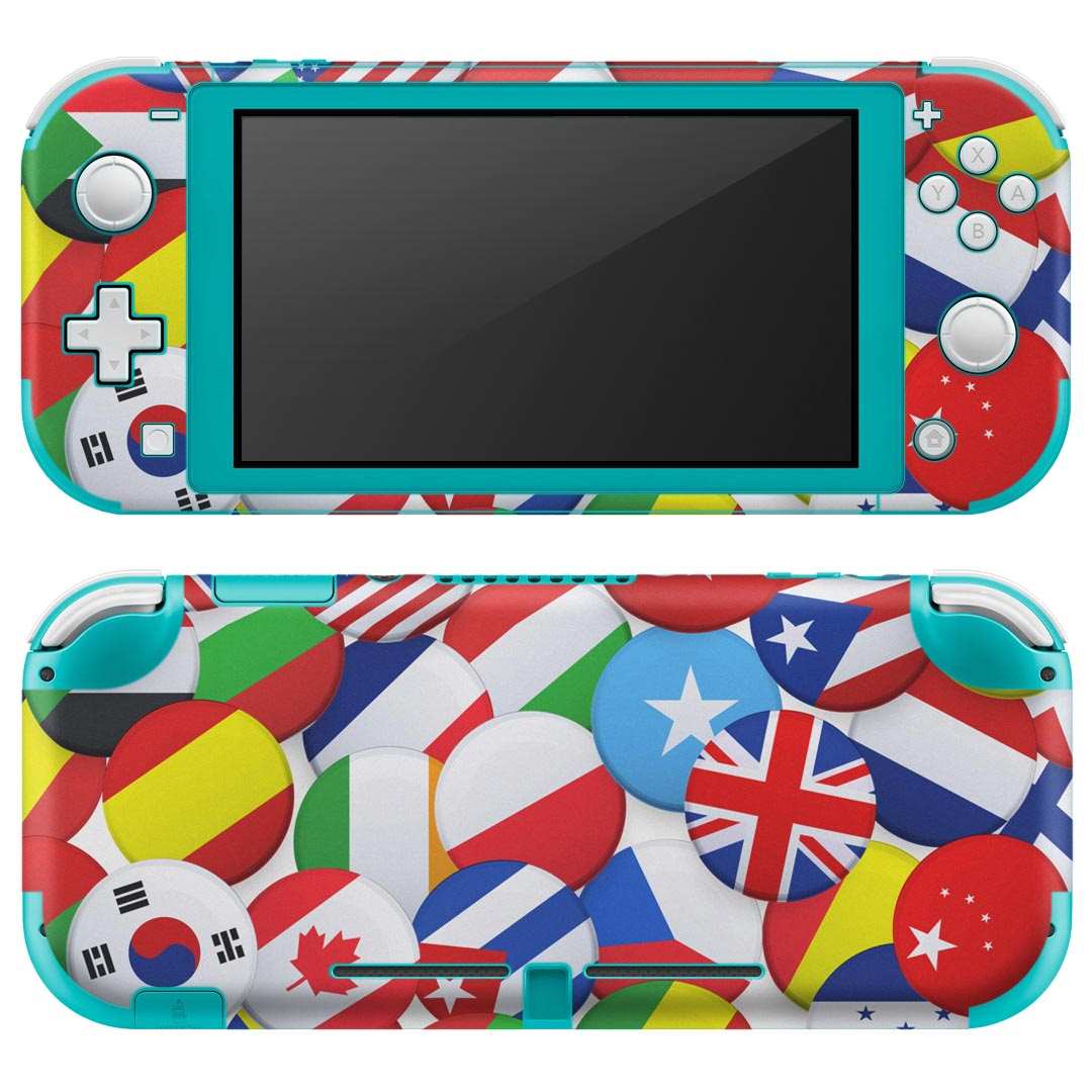 igsticker Nintendo Switch Lite 専用 デザインスキンシール 全面 ニンテンドー スイッチ ライト 専用 ゲーム機 カバー アクセサリー フィルム ステッカー エアフリー 003559 外国　国旗　カラフル