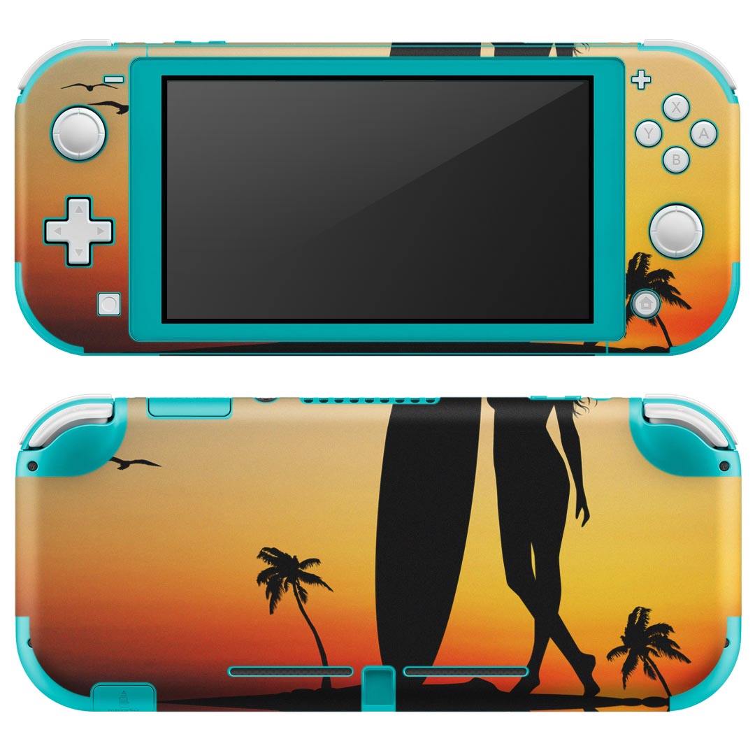 igsticker Nintendo Switch Lite 専用 デザインスキンシール 全面 ニンテンドー スイッチ ライト 専用 ゲーム機 カバー アクセサリー フィルム ステッカー エアフリー 003598 サーフィン　海　イラスト