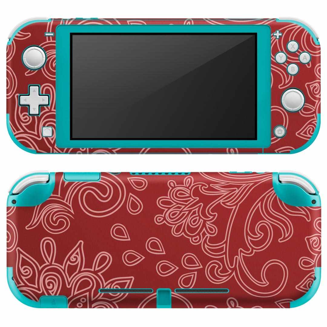 igsticker Nintendo Switch Lite 専用 デザインスキンシール 全面 ニンテンドー スイッチ ライト 専用 ゲーム機 カバー アクセサリー フィルム ステッカー エアフリー 003717 模様 エレガント 赤
