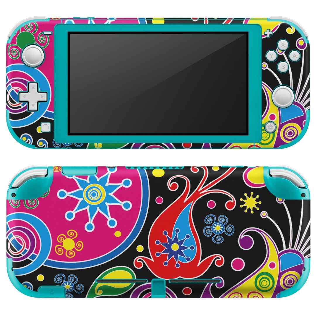 igsticker Nintendo Switch Lite 専用 デザインスキンシール 全面 ニンテンドー スイッチ ライト 専用 ゲーム機 カバー アクセサリー フィルム ステッカー エアフリー 003722 花　　カラフル