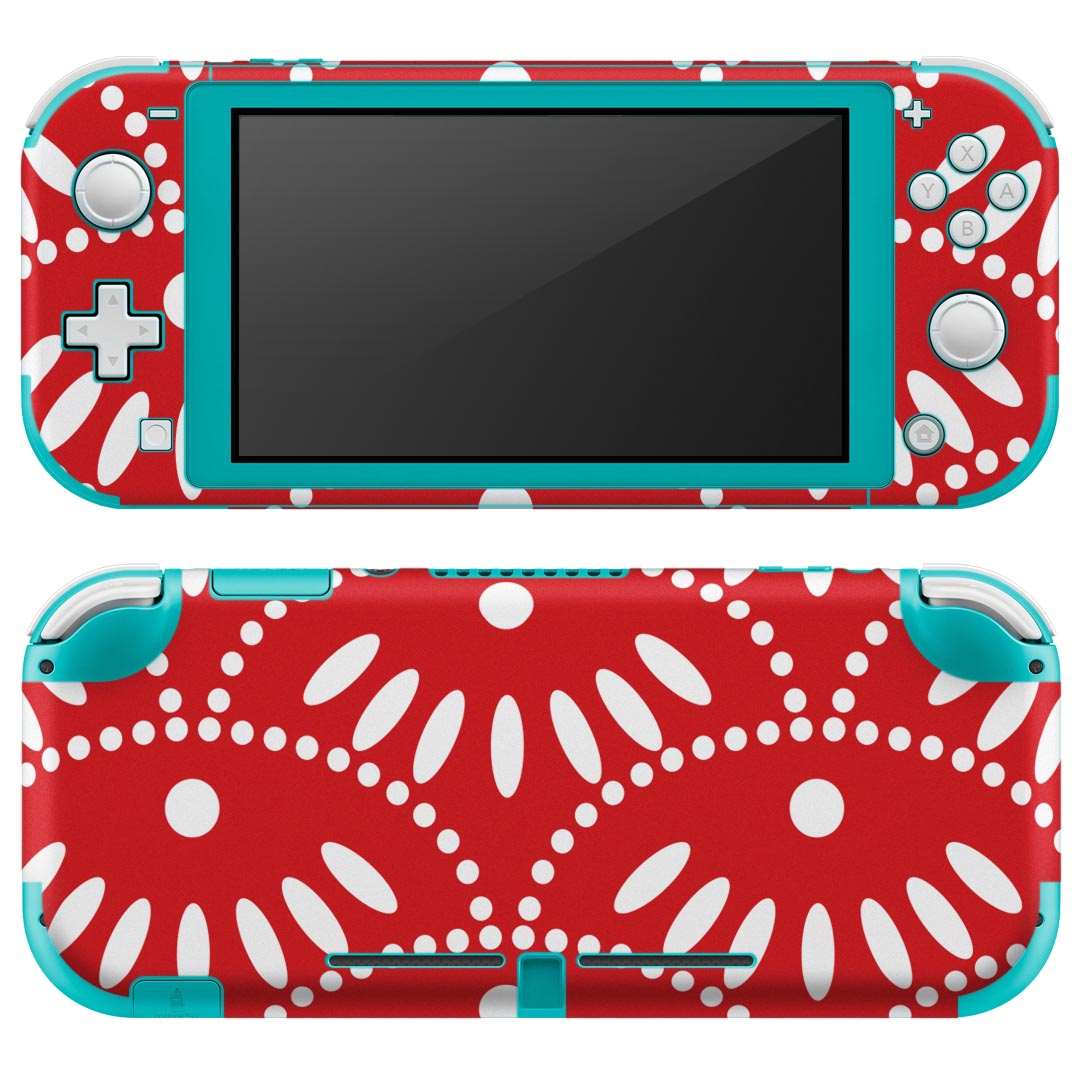 igsticker Nintendo Switch Lite 専用 デザインスキンシール 全面 ニンテンドー スイッチ ライト 専用 ゲーム機 カバー アクセサリー フィルム ステッカー エアフリー 003727 模様 赤 白