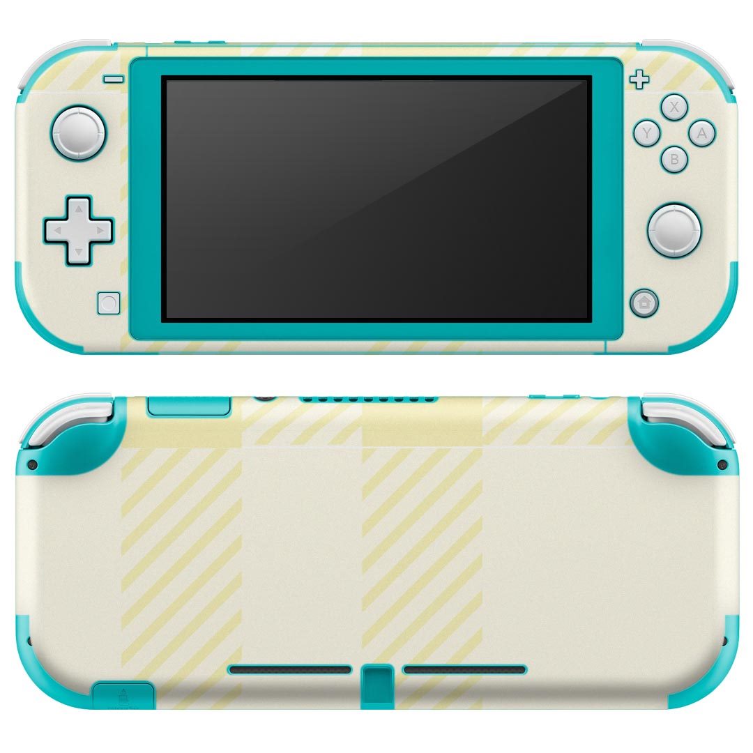 igsticker Nintendo Switch Lite 専用 デザインスキンシール 全面 ニンテンドー スイッチ ライト 専用 ゲーム機 カバー アクセサリー フィルム ステッカー エアフリー 003732 チェック 黄色 白