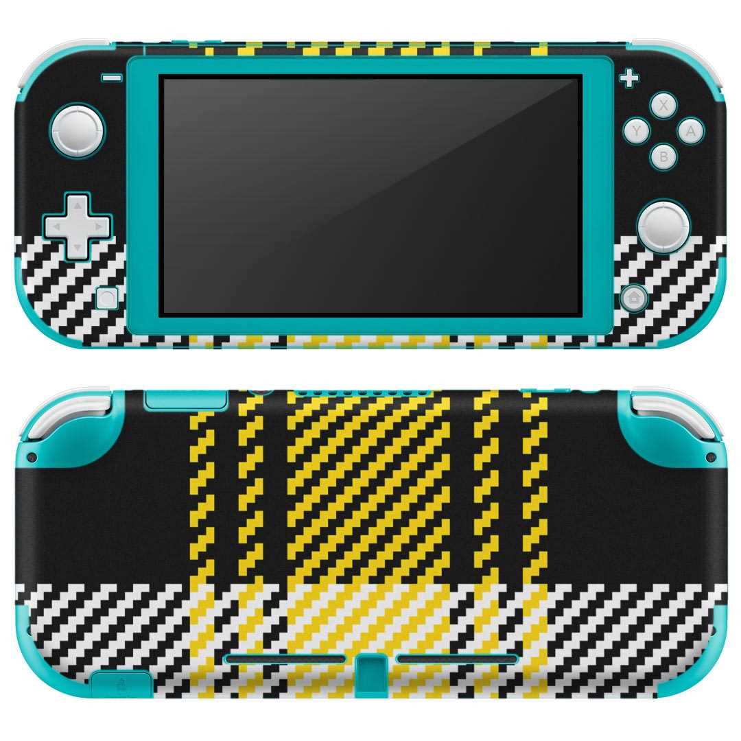 igsticker Nintendo Switch Lite 専用 デザインスキンシール 全面 ニンテンドー スイッチ ライト 専用 ゲーム機 カバー アクセサリー フィルム ステッカー エアフリー 003812 チェック 黒 黄色