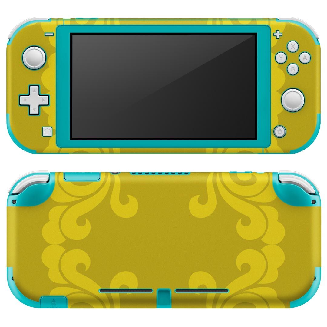 igsticker Nintendo Switch Lite 専用 デザインスキンシール 全面 ニンテンドー スイッチ ライト 専用 ゲーム機 カバー アクセサリー フィルム ステッカー エアフリー 003843 模様　エレガント　黄色