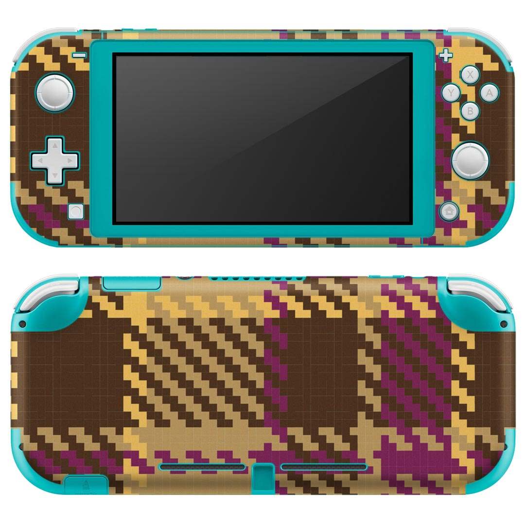 igsticker Nintendo Switch Lite 専用 デザインスキンシール 全面 ニンテンドー スイッチ ライト 専用 ゲーム機 カバー アクセサリー フィルム ステッカー エアフリー 003849 チェック　ブラウン　ピンク