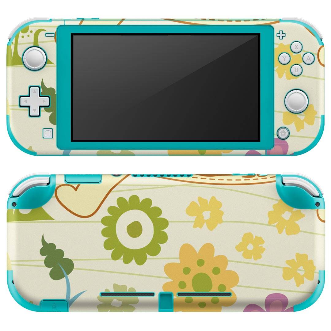 igsticker Nintendo Switch Lite 専用 デザインスキンシール 全面 ニンテンドー スイッチ ライト 専用 ゲーム機 カバー アクセサリー フィルム ステッカー エアフリー 003890 花　動物　ポップ