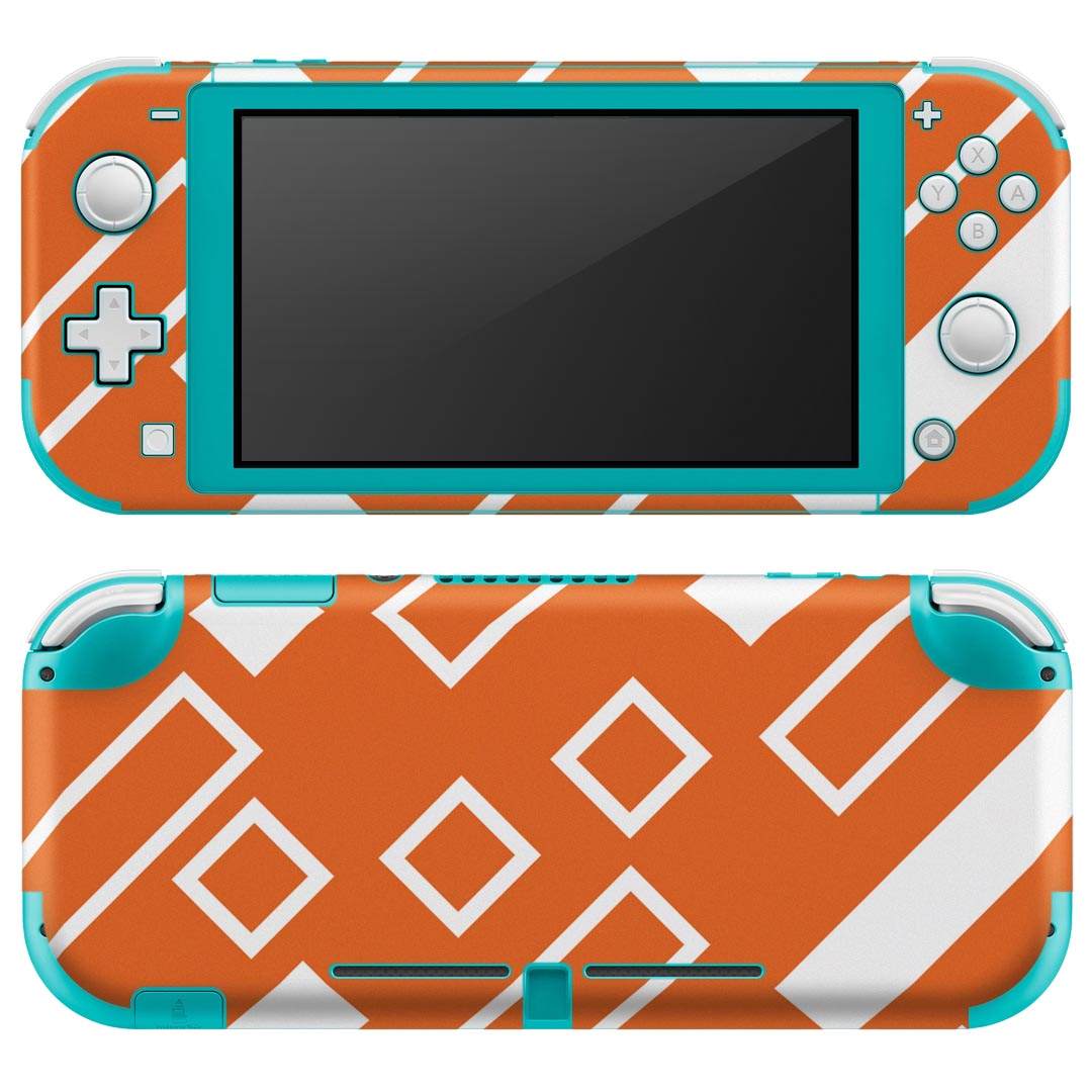 igsticker Nintendo Switch Lite 専用 デザインスキンシール 全面 ニンテンドー スイッチ ライト 専用 ゲーム機 カバー アクセサリー フィルム ステッカー エアフリー 003896 模様　オレンジ　白