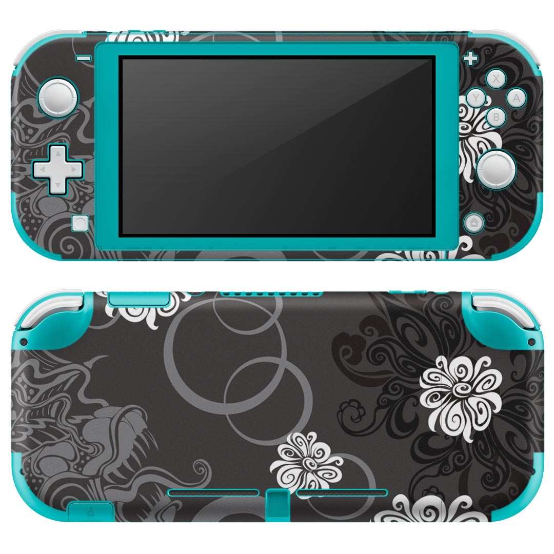 乐天商城 - igsticker Nintendo Switch Lite 専用 デザインスキンシール 全面 ニンテンドー スイッチ ライト 専用 ゲーム機 カバー アクセサリー フィルム ステッカー エアフリー 003904 模様　エレガント　黒