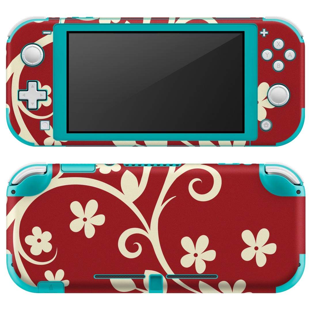 igsticker Nintendo Switch Lite 専用 デザインスキンシール 全面 ニンテンドー スイッチ ライト 専用 ゲーム機 カバー アクセサリー フィルム ステッカー エアフリー 003915 花　　赤