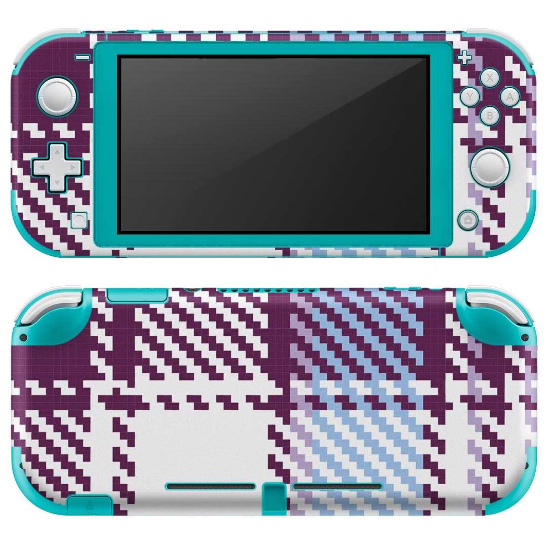 igsticker Nintendo Switch Lite 専用 デザインスキンシール 全面 ニンテンドー スイッチ ライト 専用 ゲーム機 カバー アクセサリー フィルム ステッカー エアフリー 003925 チェック 紫 青