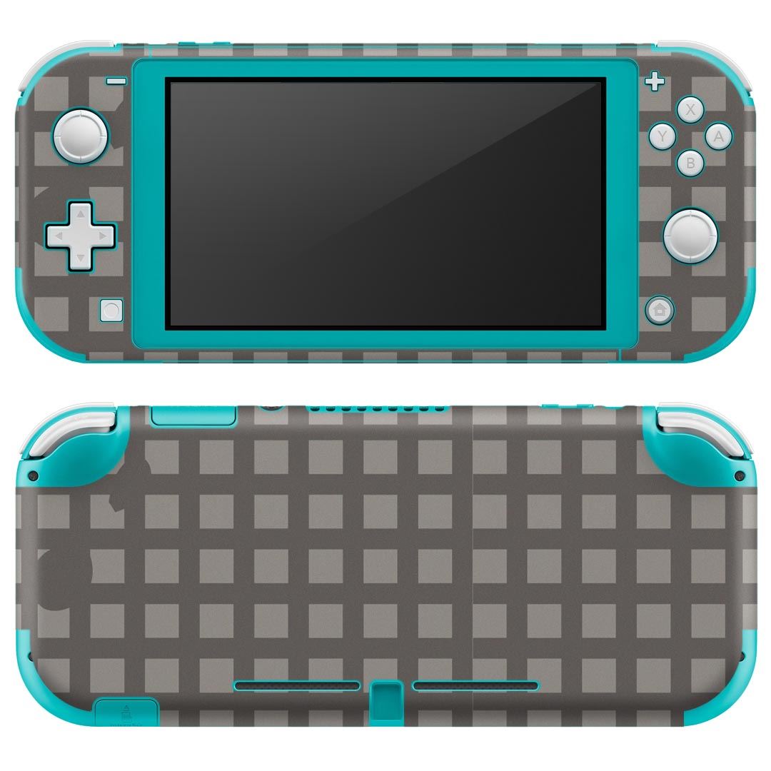 igsticker Nintendo Switch Lite 専用 デザインスキンシール 全面 ニンテンドー スイッチ ライト 専用 ゲーム機 カバー アクセサリー フィルム ステッカー エアフリー 003938 格子柄　模様　グレー