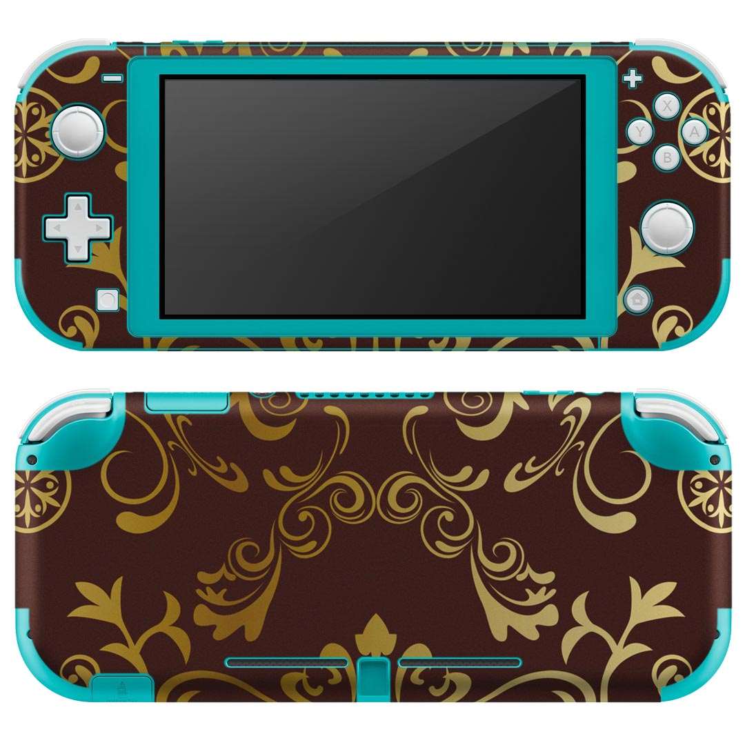 igsticker Nintendo Switch Lite 専用 デザインスキンシール 全面 ニンテンドー スイッチ ライト 専用 ゲーム機 カバー アクセサリー フィルム ステッカー エアフリー 003942 模様 エレガント ブラウン