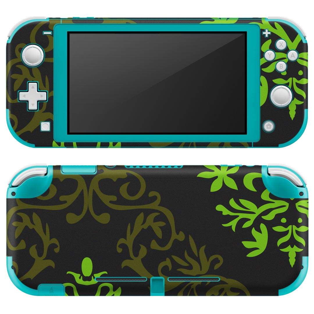 igsticker Nintendo Switch Lite 専用 デザインスキンシール 全面 ニンテンドー スイッチ ライト 専用 ゲーム機 カバー アクセサリー フィルム ステッカー エアフリー 003947 模様 エレガント 緑