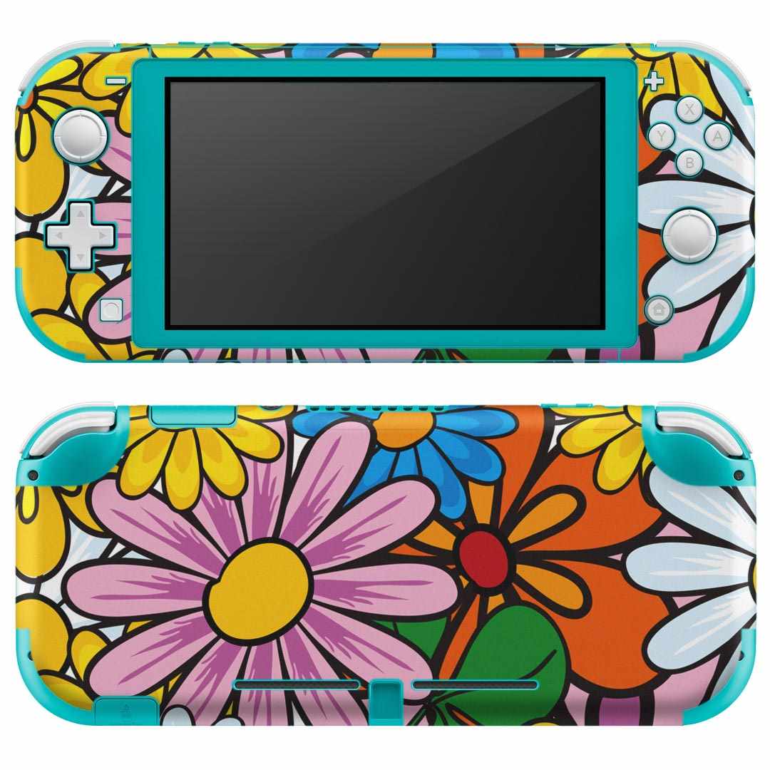 igsticker Nintendo Switch Lite 専用 デザインスキンシール 全面 ニンテンドー スイッチ ライト 専用 ゲーム機 カバー アクセサリー フィルム ステッカー エアフリー 003987 花　　カラフル