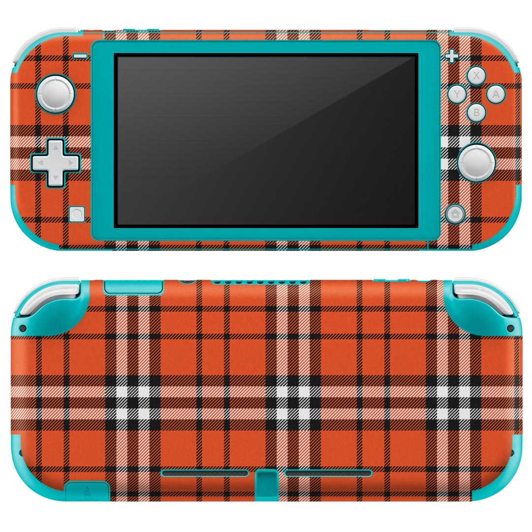 igsticker Nintendo Switch Lite 専用 デザインスキンシール 全面 ニンテンドー スイッチ ライト 専用 ゲーム機 カバー アクセサリー フィルム ステッカー エアフリー 020140 チェック オレンジ