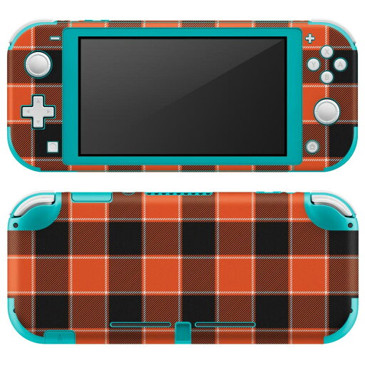 igsticker Nintendo Switch Lite 専用 デザインスキンシール 全面 ニンテンドー スイッチ ライト 専用 ゲーム機 カバー アクセサリー フィルム ステッカー エアフリー 020141 チェック オレンジ