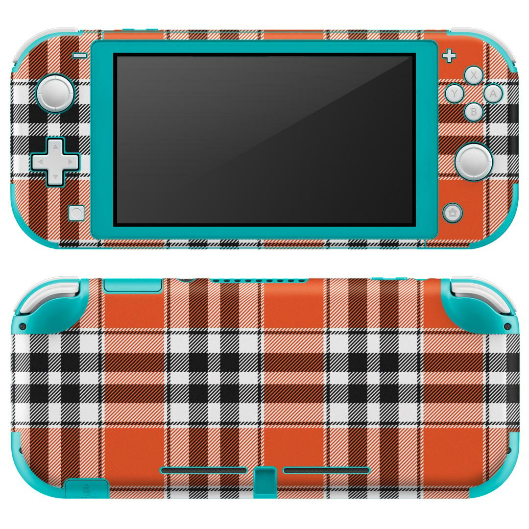 igsticker Nintendo Switch Lite 専用 デザインスキンシール 全面 ニンテンドー スイッチ ライト 専用 ゲーム機 カバー アクセサリー フィルム ステッカー エアフリー 020143 チェック オレンジ
