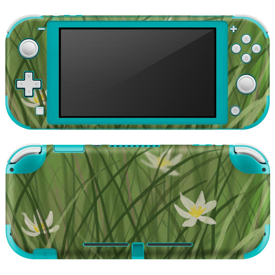 igsticker Nintendo Switch Lite 専用 デザインスキンシール 全面 ニンテンドー スイッチ ライト 専用 ゲーム機 カバー アクセサリー フィルム ステッカー エアフリー 022902 花　イラスト　緑