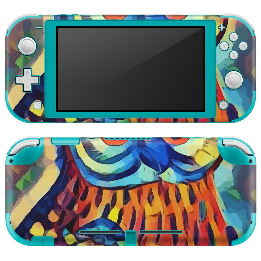 igsticker Nintendo Switch Lite 専用 デザインスキンシール 全面 ニンテンドー スイッチ ライト 専用 ゲーム機 カバー アクセサリー フィルム ステッカー エアフリー 022984 ふくろう　イラスト　カラフル