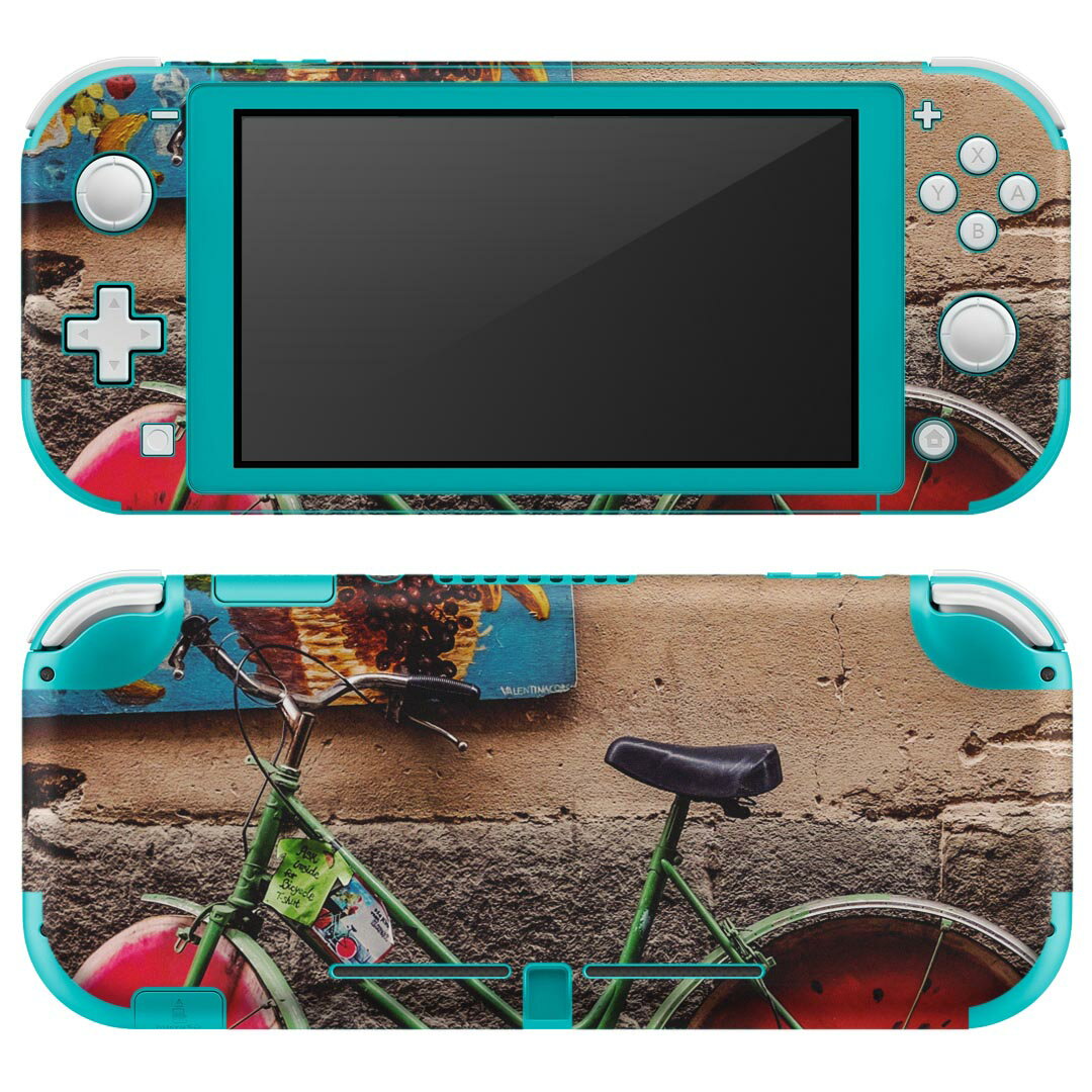 igsticker Nintendo Switch Lite 専用 デザインスキンシール 全面 ニンテンドー スイッチ ライト 専用 ゲーム機 カバー アクセサリー フィルム ステッカー エアフリー 023028 スイカ　写真　自転車